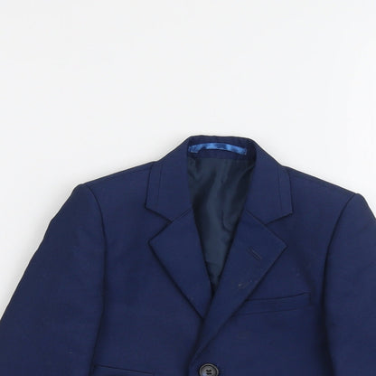 Close-up detail of Creon Previs boys’ blue jacket blazer, size 2, years button