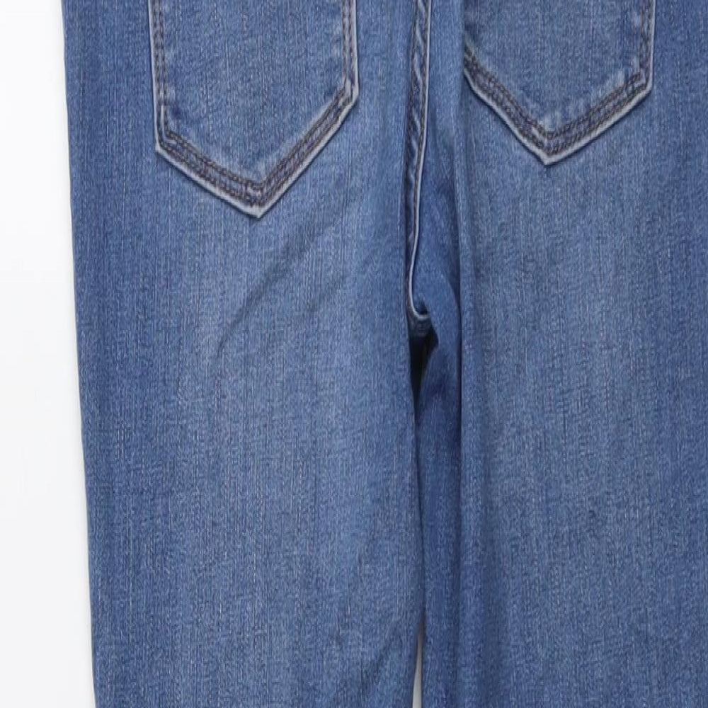 H&M Womens Blue Cotton Skinny Jeans Size S L25 in Regular - Frayed Hem
