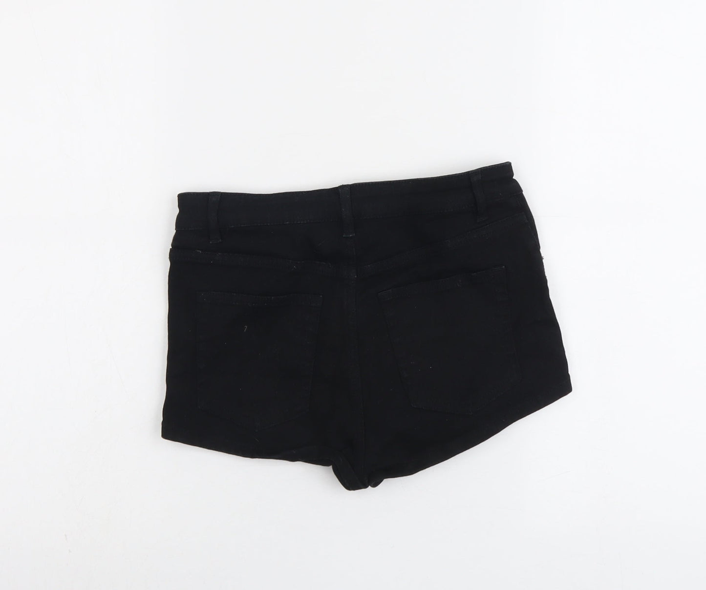 H&M Womens Black Cotton Hot Pants Shorts Size 8 L3 in Regular Button