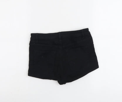 H&M Womens Black Cotton Hot Pants Shorts Size 8 L3 in Regular Button