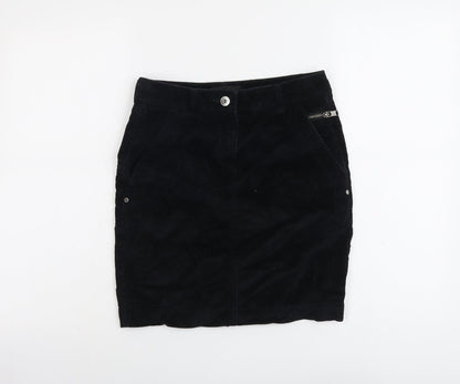 NEXT Womens Black Cotton A-Line Skirt Size 6 Button