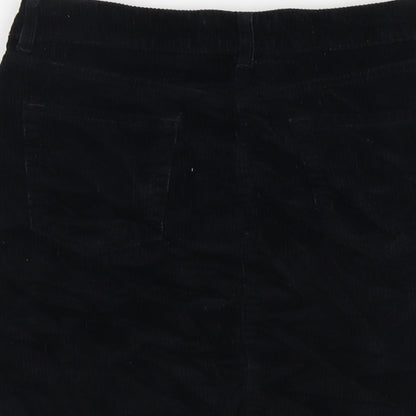 NEXT Womens Black Cotton A-Line Skirt Size 6 Button