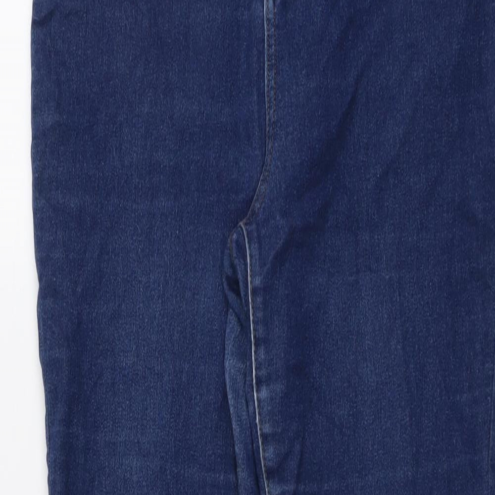 PRETTYLITTLETHING Womens Blue Cotton Skinny Jeans Size 12 L28 in Regular Button