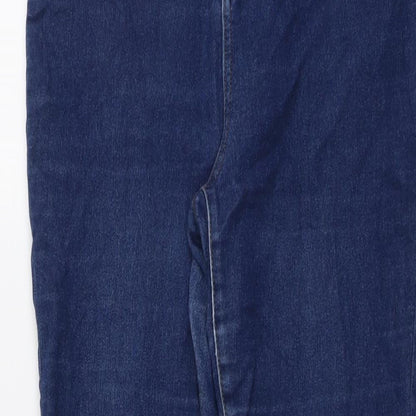 PRETTYLITTLETHING Womens Blue Cotton Skinny Jeans Size 12 L28 in Regular Button