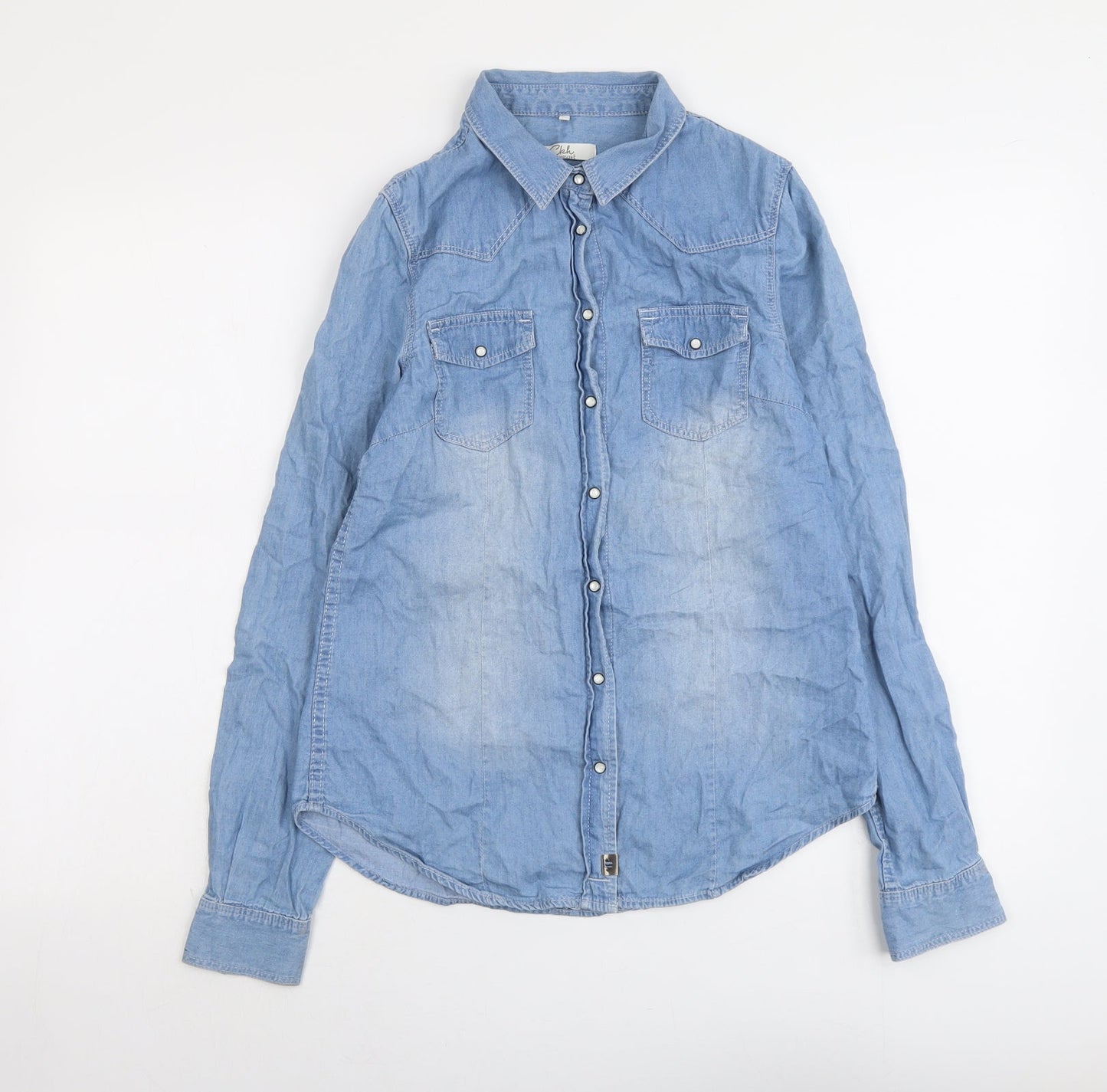 Womens UK Size 6 Clockhouse Blue Basic Button-Up