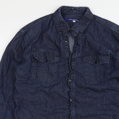 Mens UK Size S Full Circle Blue  Button-Up Long Sleeve Casual Shirt