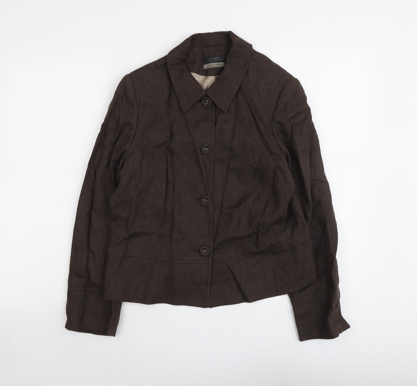 Principles Womens Brown Jacket Size 14 Button