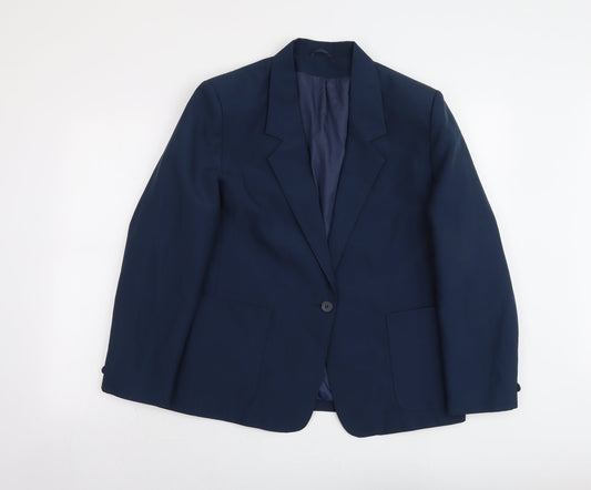 Classics Womens Blue Polyester Jacket Suit Jacket Size 16