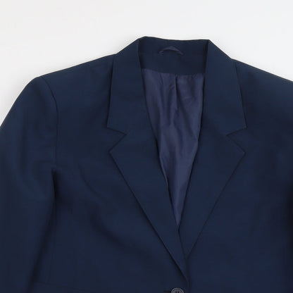 Classics Womens Blue Polyester Jacket Suit Jacket Size 16