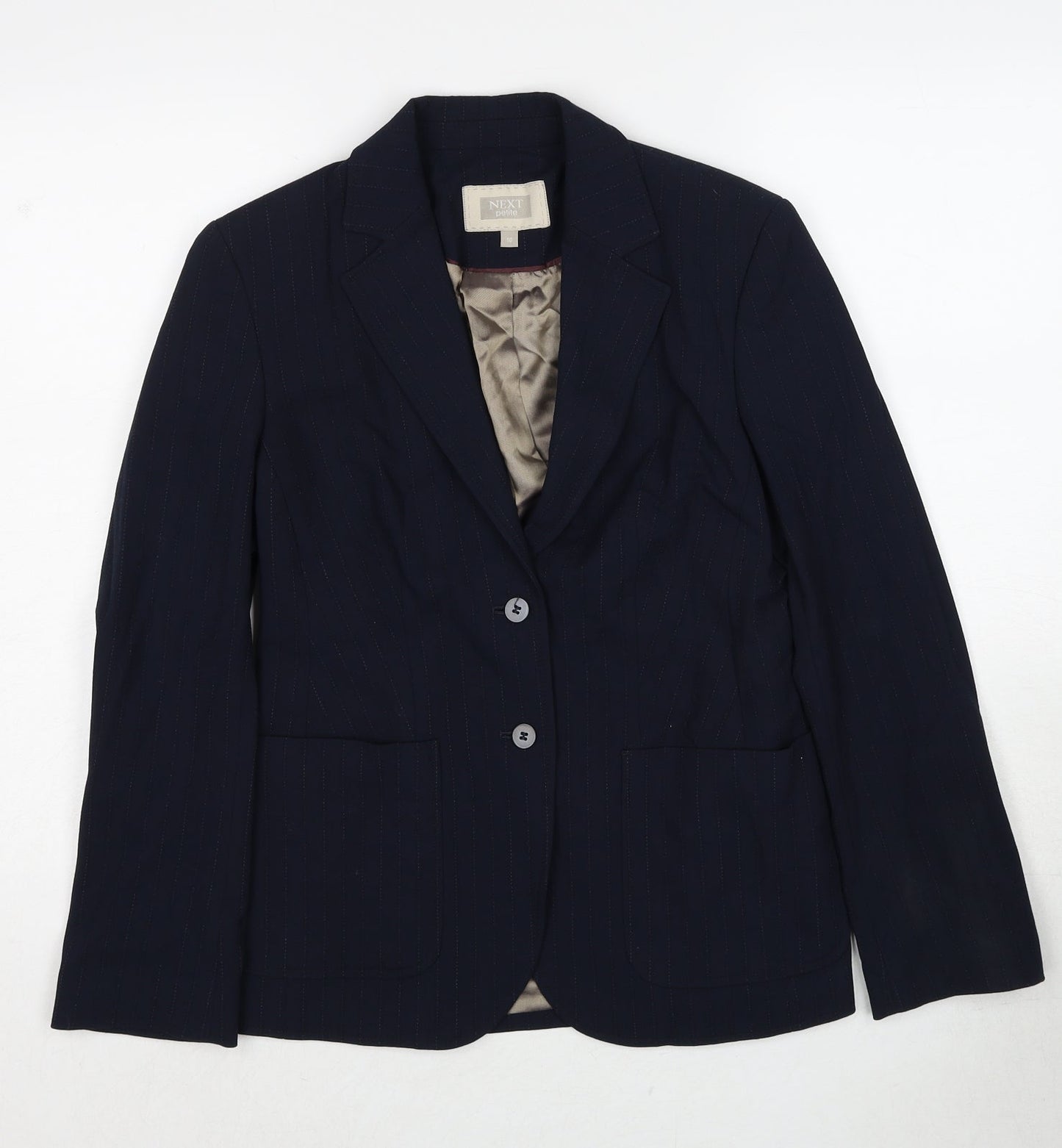 NEXT Womens Black Pinstripe Polyester Jacket Suit Jacket Size 10