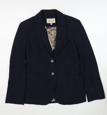 NEXT Womens Black Pinstripe Polyester Jacket Suit Jacket Size 10