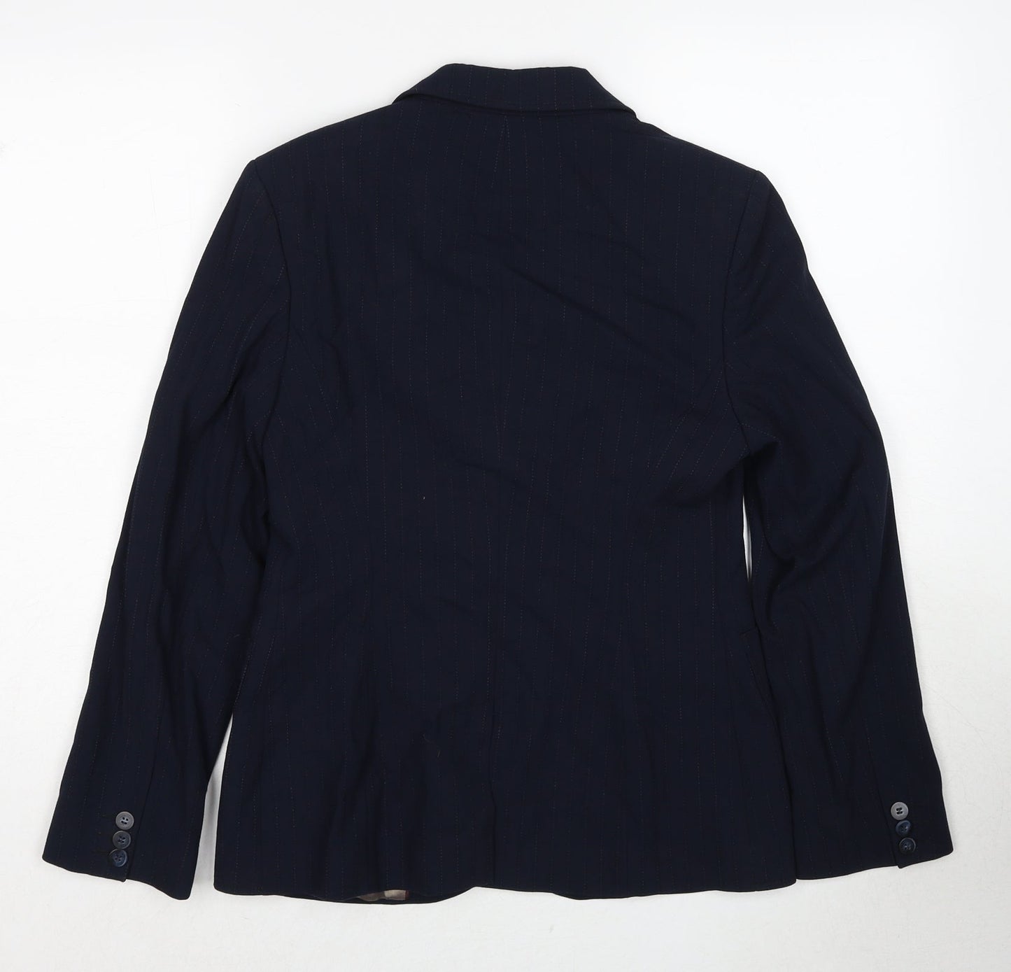 NEXT Womens Black Pinstripe Polyester Jacket Suit Jacket Size 10