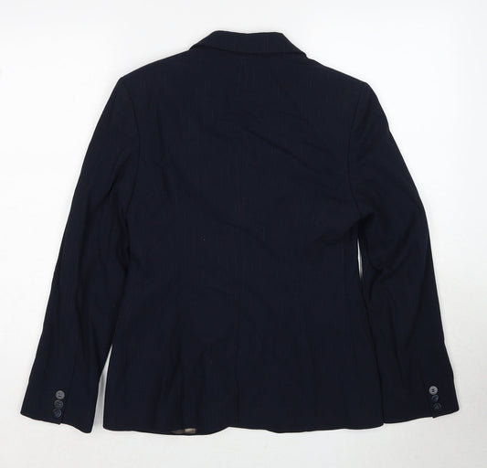 NEXT Womens Black Pinstripe Polyester Jacket Suit Jacket Size 10