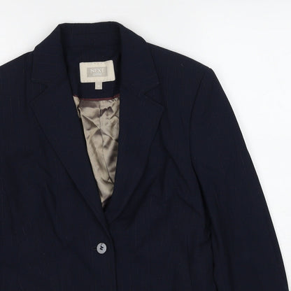 NEXT Womens Black Pinstripe Polyester Jacket Suit Jacket Size 10