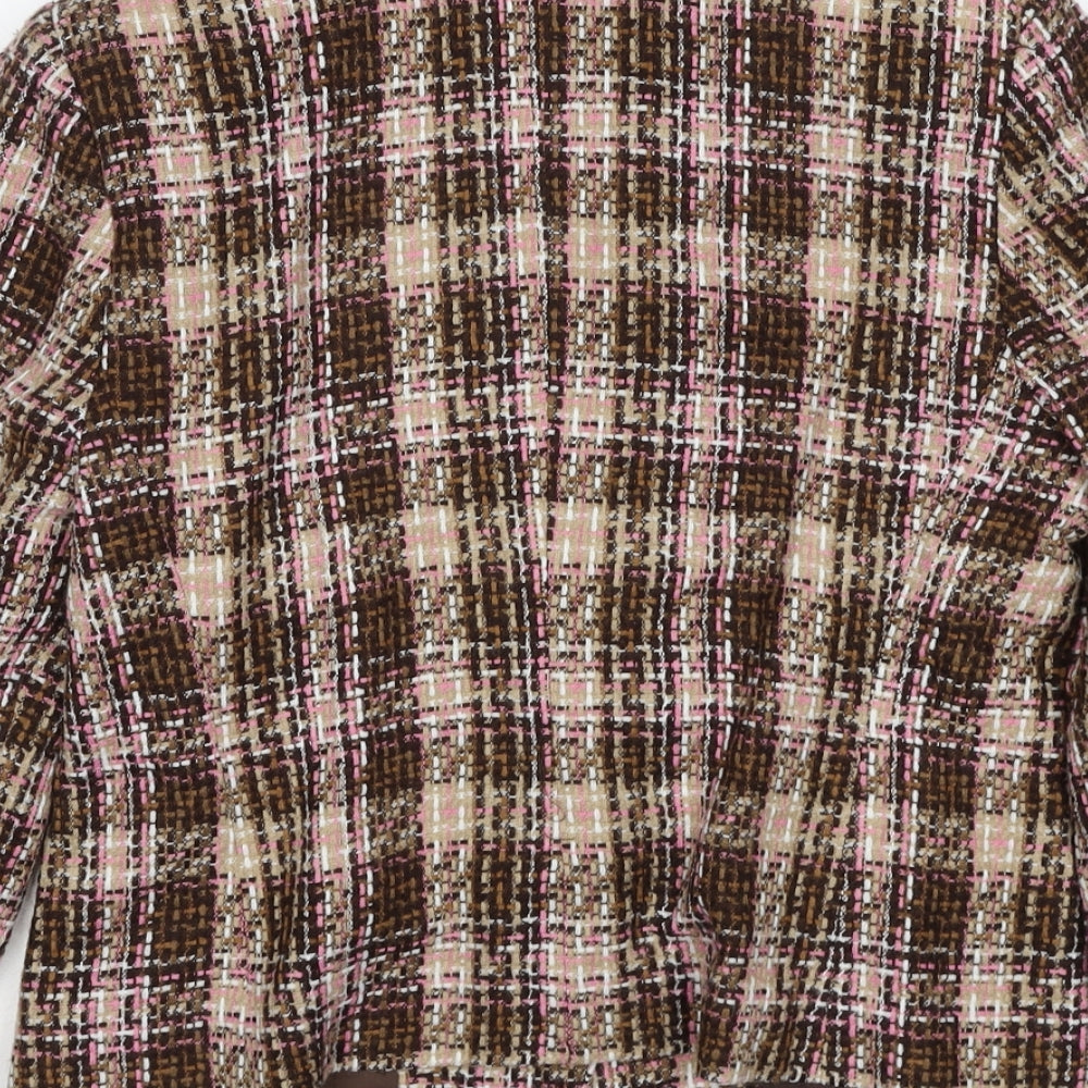 Allison Womens Brown Plaid Jacket Blazer Size 12 Button