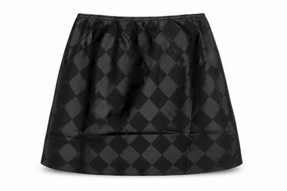 Lola May Womens Black Argyle/Diamond Polyester A-Line Skirt Size 8