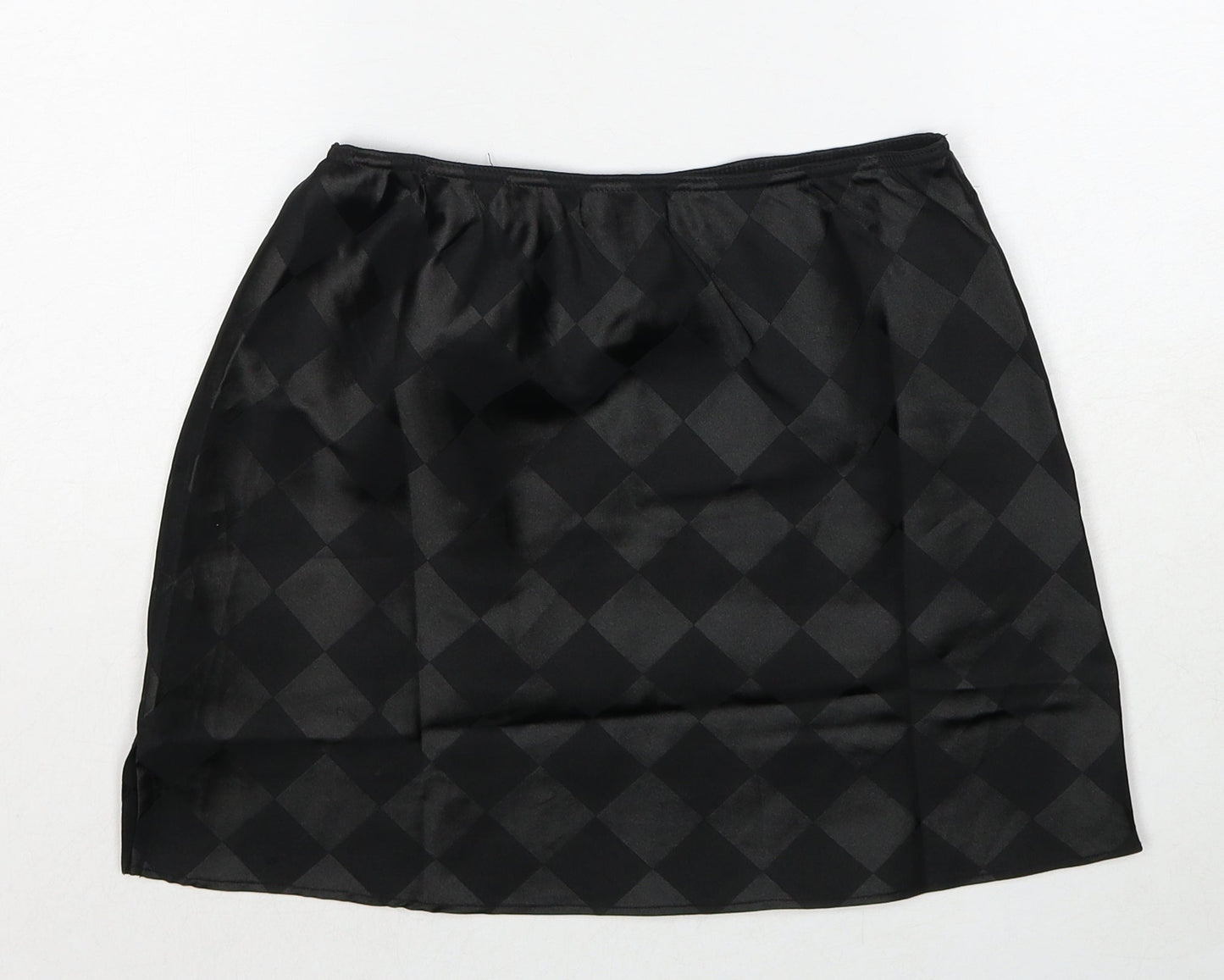 Lola May Womens Black Argyle/Diamond Polyester A-Line Skirt Size 8
