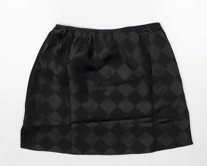 Lola May Womens Black Argyle/Diamond Polyester A-Line Skirt Size 8
