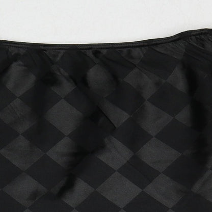 Lola May Womens Black Argyle/Diamond Polyester A-Line Skirt Size 8