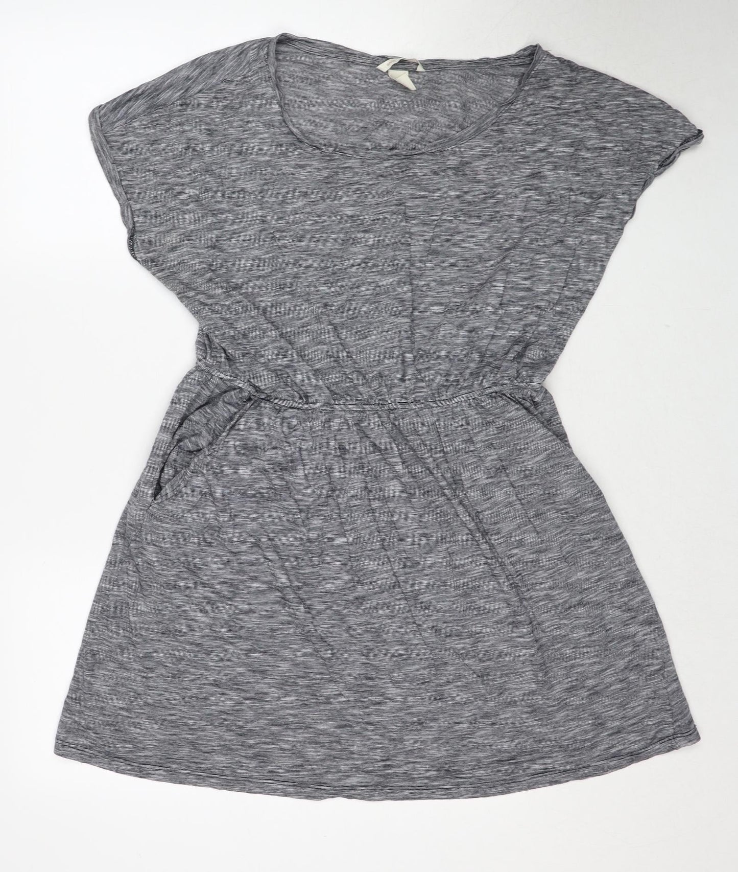 H&M Womens Grey Geometric Cotton A-Line Size L Round Neck Pullover