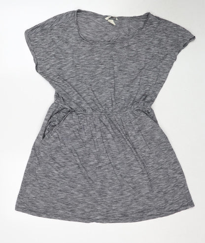 H&M Womens Grey Geometric Cotton A-Line Size L Round Neck Pullover