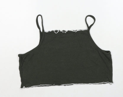 Select Womens Green Viscose Cropped Tank Size 8 Square Neck - Babygirl