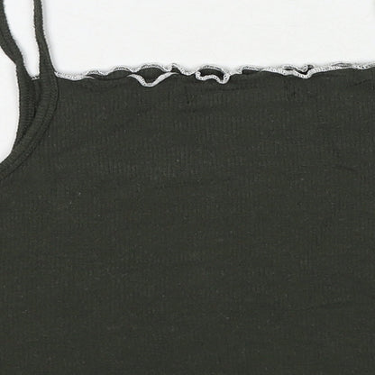 Select Womens Green Viscose Cropped Tank Size 8 Square Neck - Babygirl