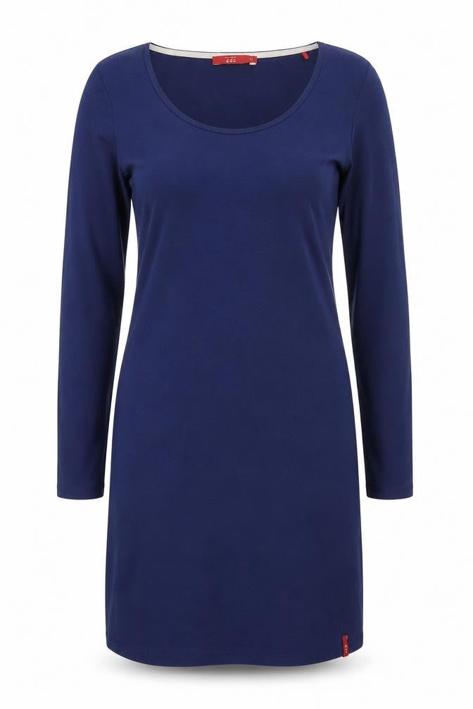 Front view of edc by Esprit women’s blue cotton shift, size UK 12, round neck pullover