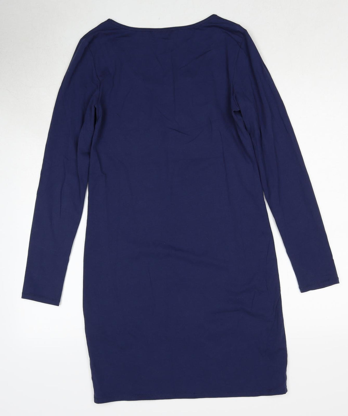 Back view of edc by Esprit women’s blue cotton shift, size UK 12, round neck pullover