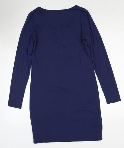 Back view of edc by Esprit women’s blue cotton shift, size UK 12, round neck pullover