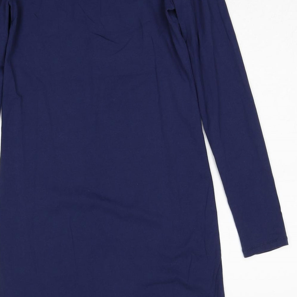 Brand and care label for edc by Esprit women’s blue cotton shift, size UK 12, round neck pullover