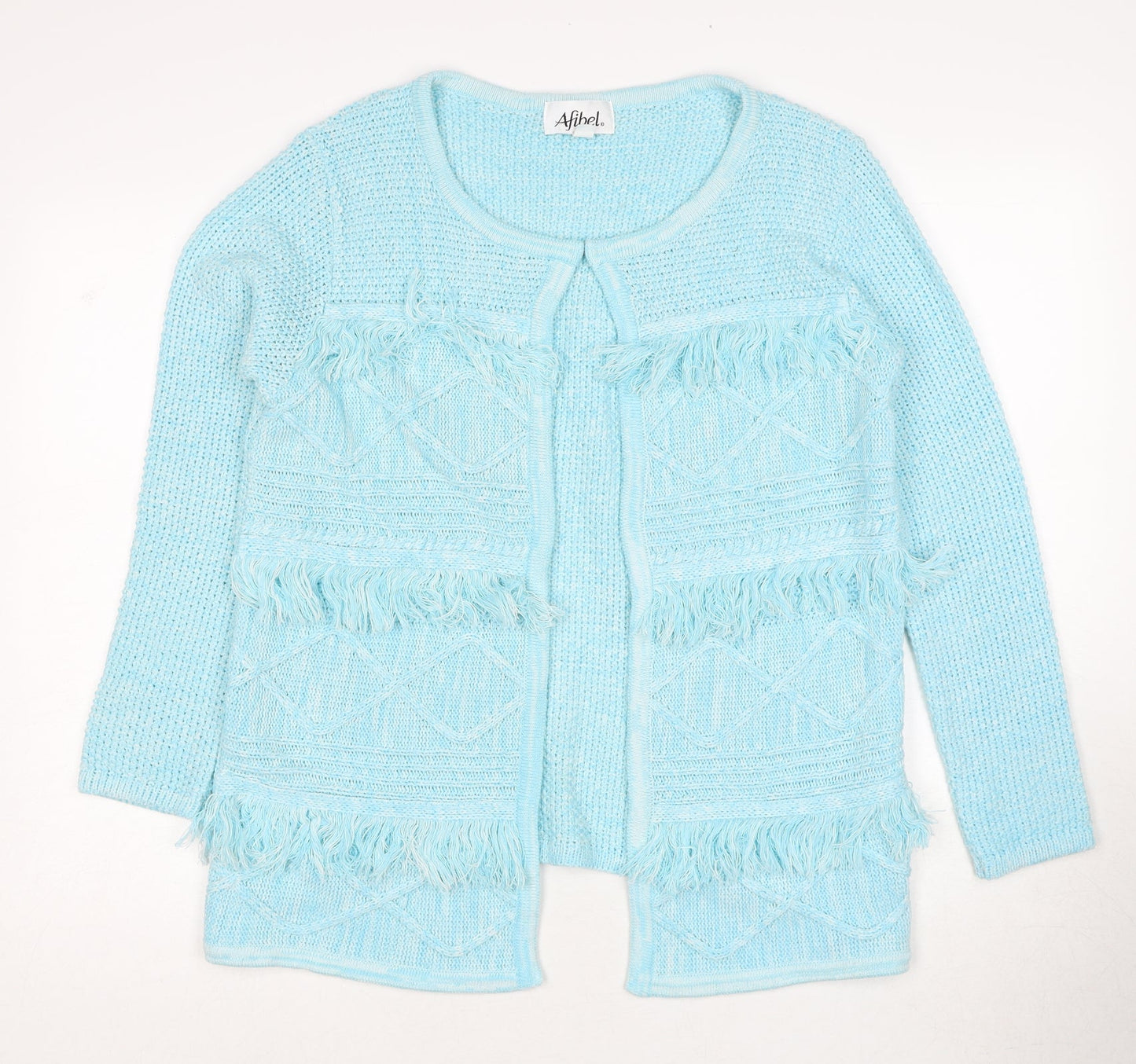 Womens UK Size 10 Afibel Blue Cardigan Jumper