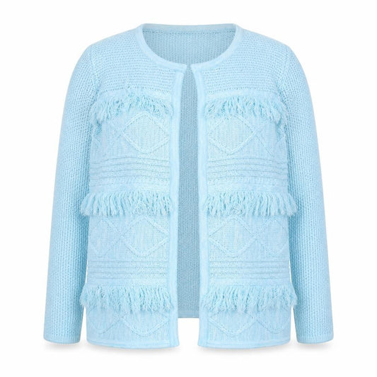 Womens UK Size 10 Afibel Blue Cardigan Jumper