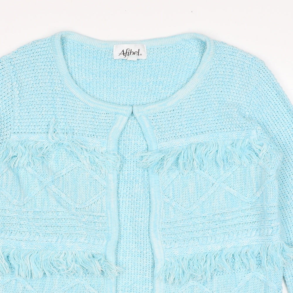 Womens UK Size 10 Afibel Blue Cardigan Jumper