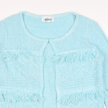 Womens UK Size 10 Afibel Blue Cardigan Jumper