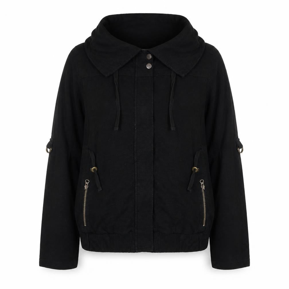 Next Womens Black Cotton Jacket Size 14 Zip