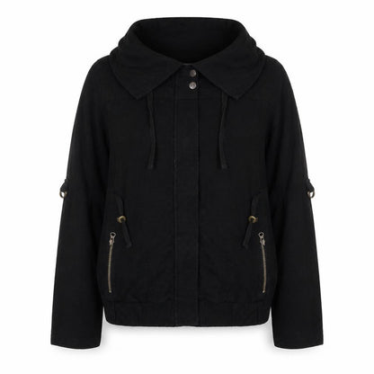 Next Womens Black Cotton Jacket Size 14 Zip