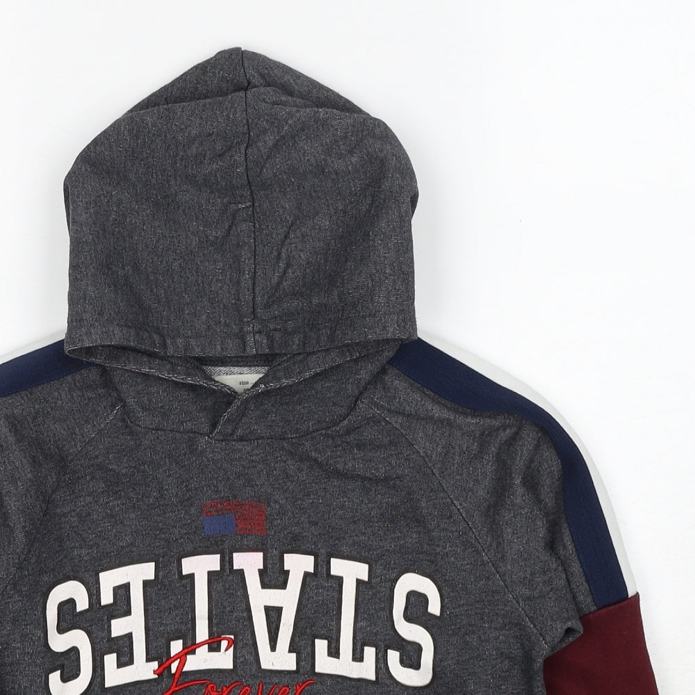 Zara Boys Grey Cotton Pullover Hoodie Size 7 Years Pullover - States Forever