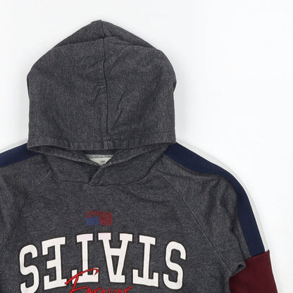 Zara Boys Grey Cotton Pullover Hoodie Size 7 Years Pullover - States Forever