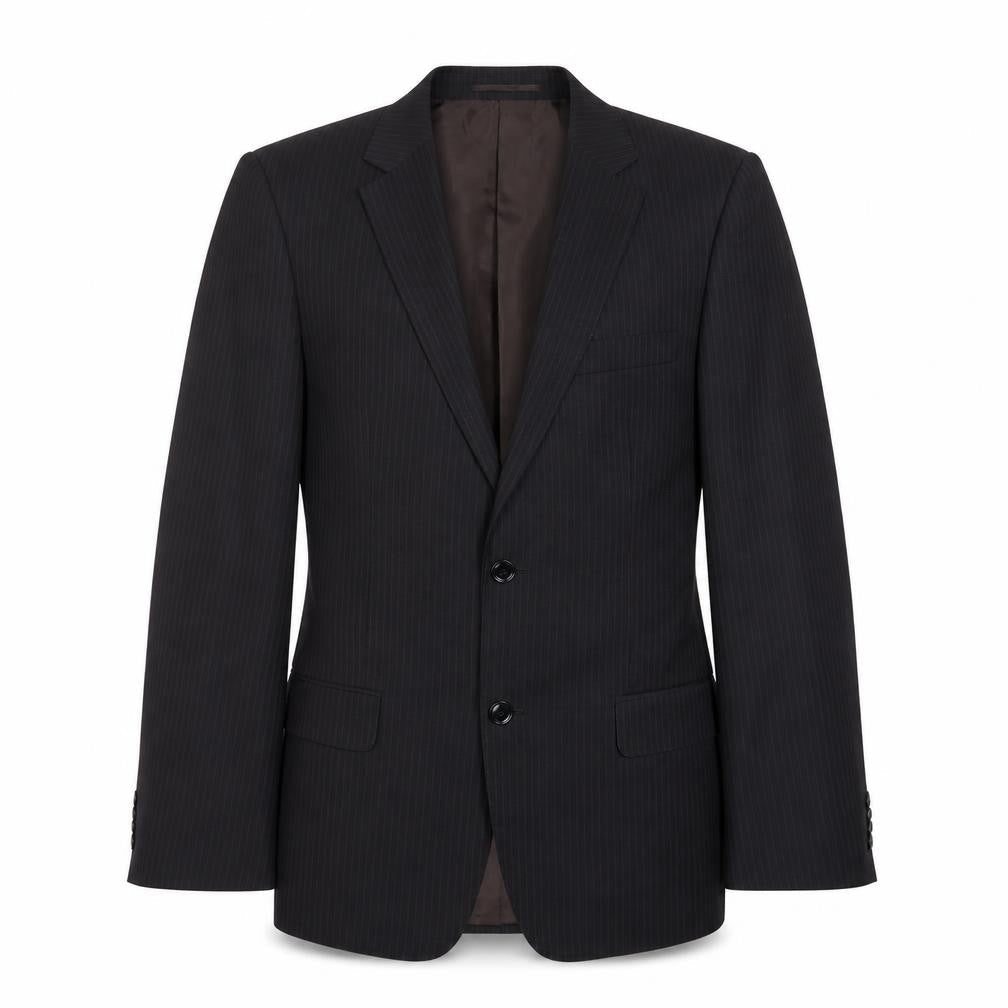 Butler & Webb Mens Black Striped Polyester Jacket Suit Jacket Size 38 Regular
