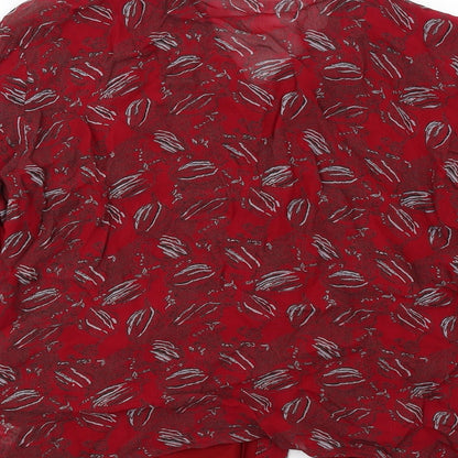 Off Shoot Womens Red Geometric Viscose Basic Button-Up Size S Collared