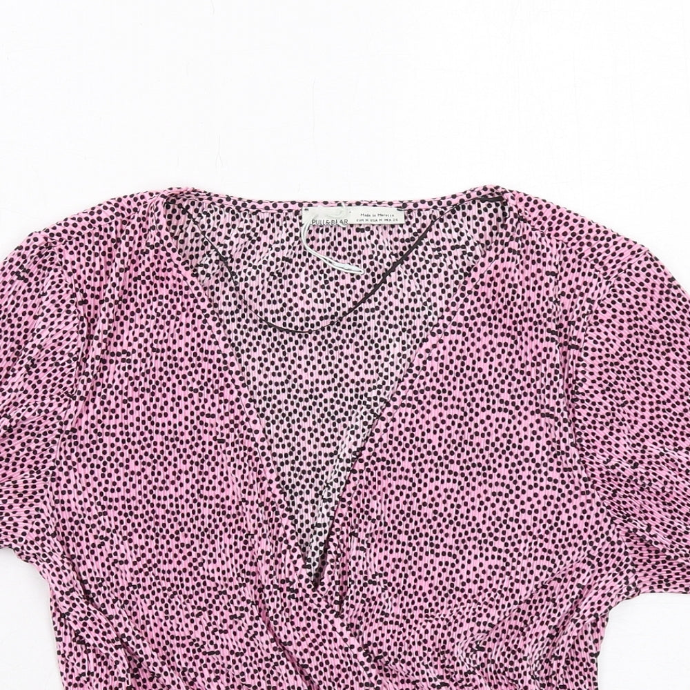 Womens UK Size M Pull&Bear Pink Basic T-Shirt