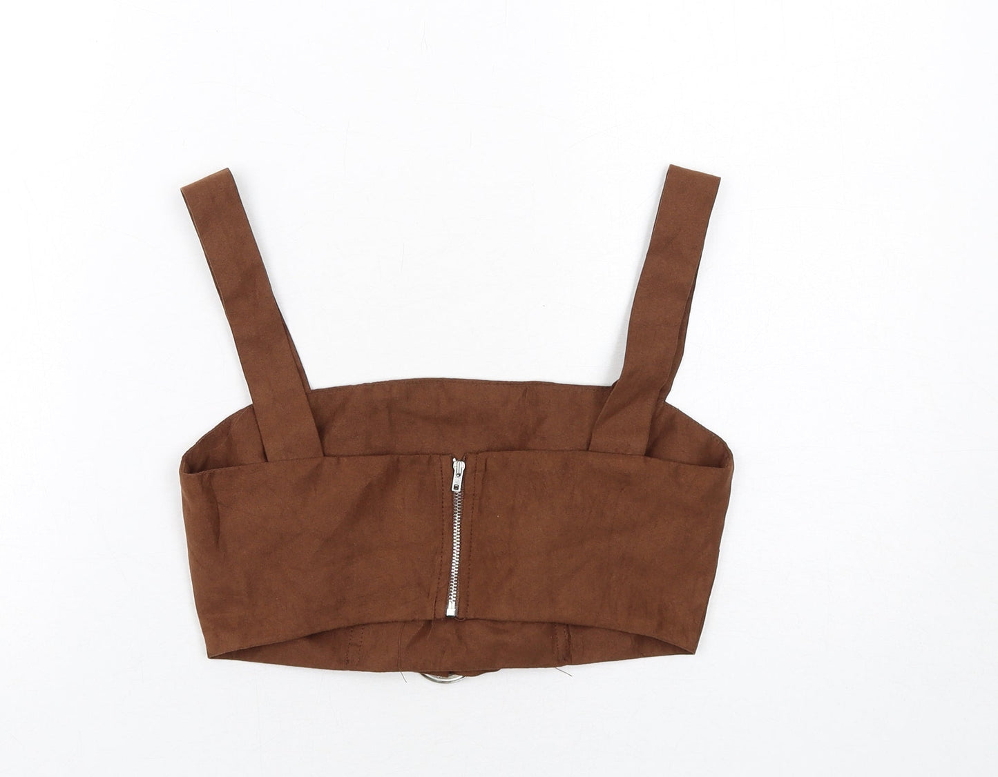 Womens UK Size 6 PRETTYLITTLETHING Brown Cropped Tank