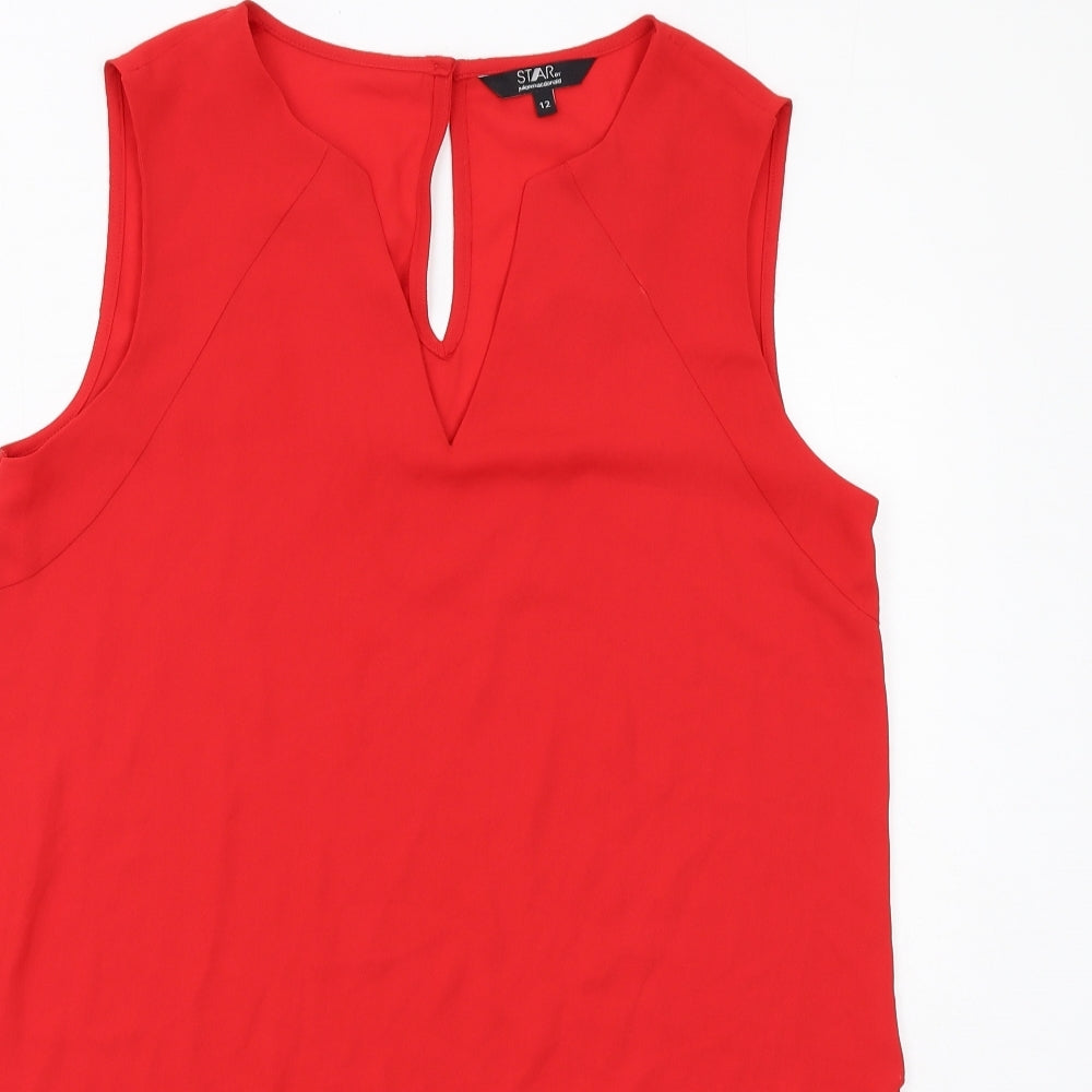 Womens UK Size 12 Julien Macdonald Red Basic Blouse