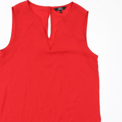 Womens UK Size 12 Julien Macdonald Red Basic Blouse