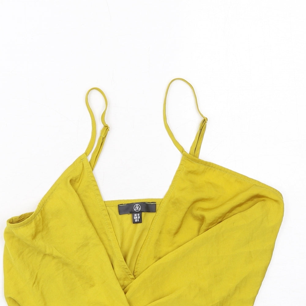 Womens UK Size 10 Missguided Yellow Camisole Tank