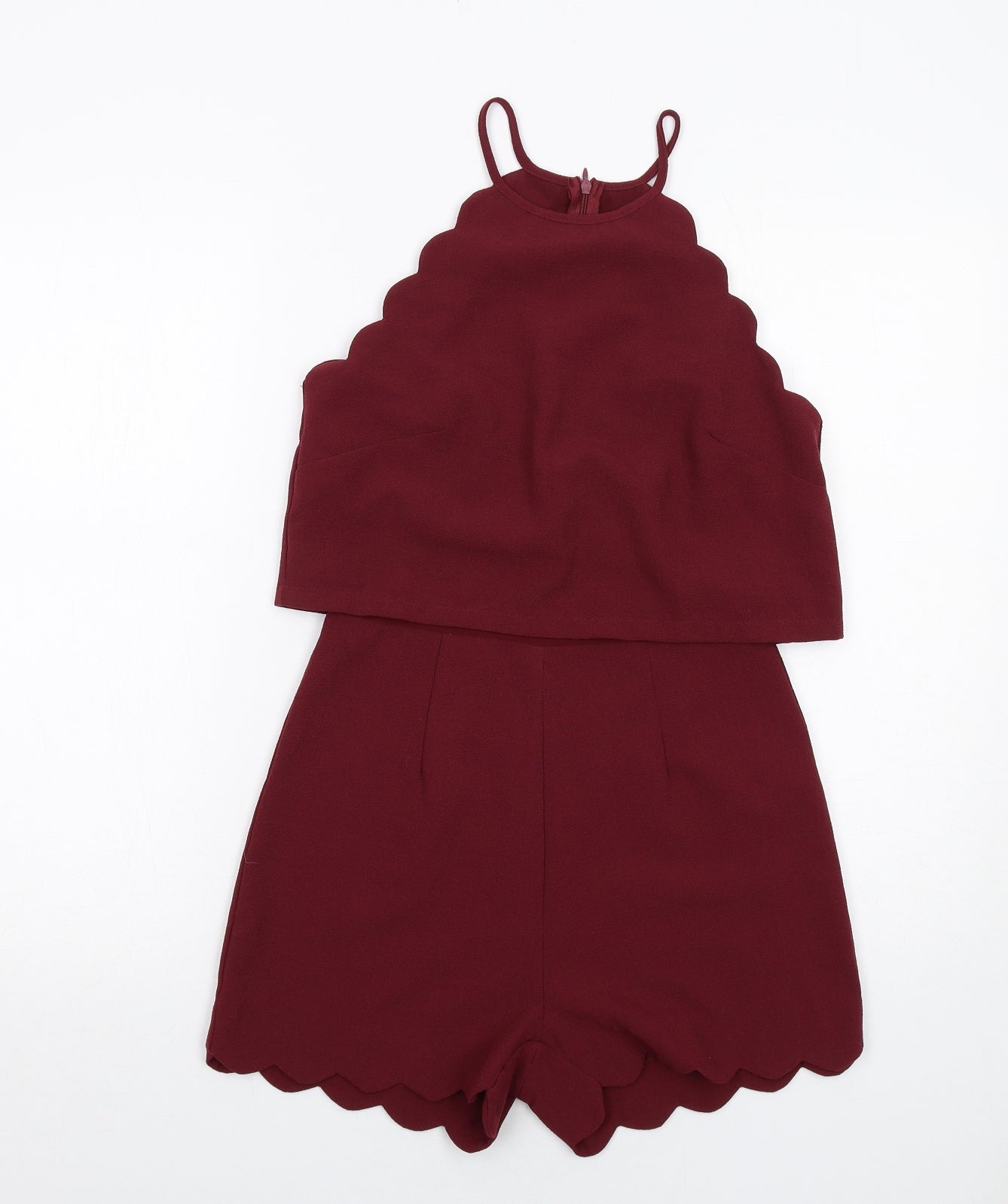 New Look Womens Red Polyester Playsuit One-Piece Size 8 Zip