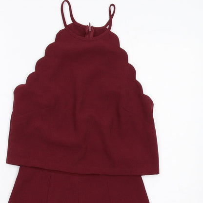 New Look Womens Red Polyester Playsuit One-Piece Size 8 Zip