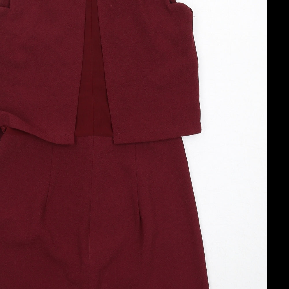 New Look Womens Red Polyester Playsuit One-Piece Size 8 Zip