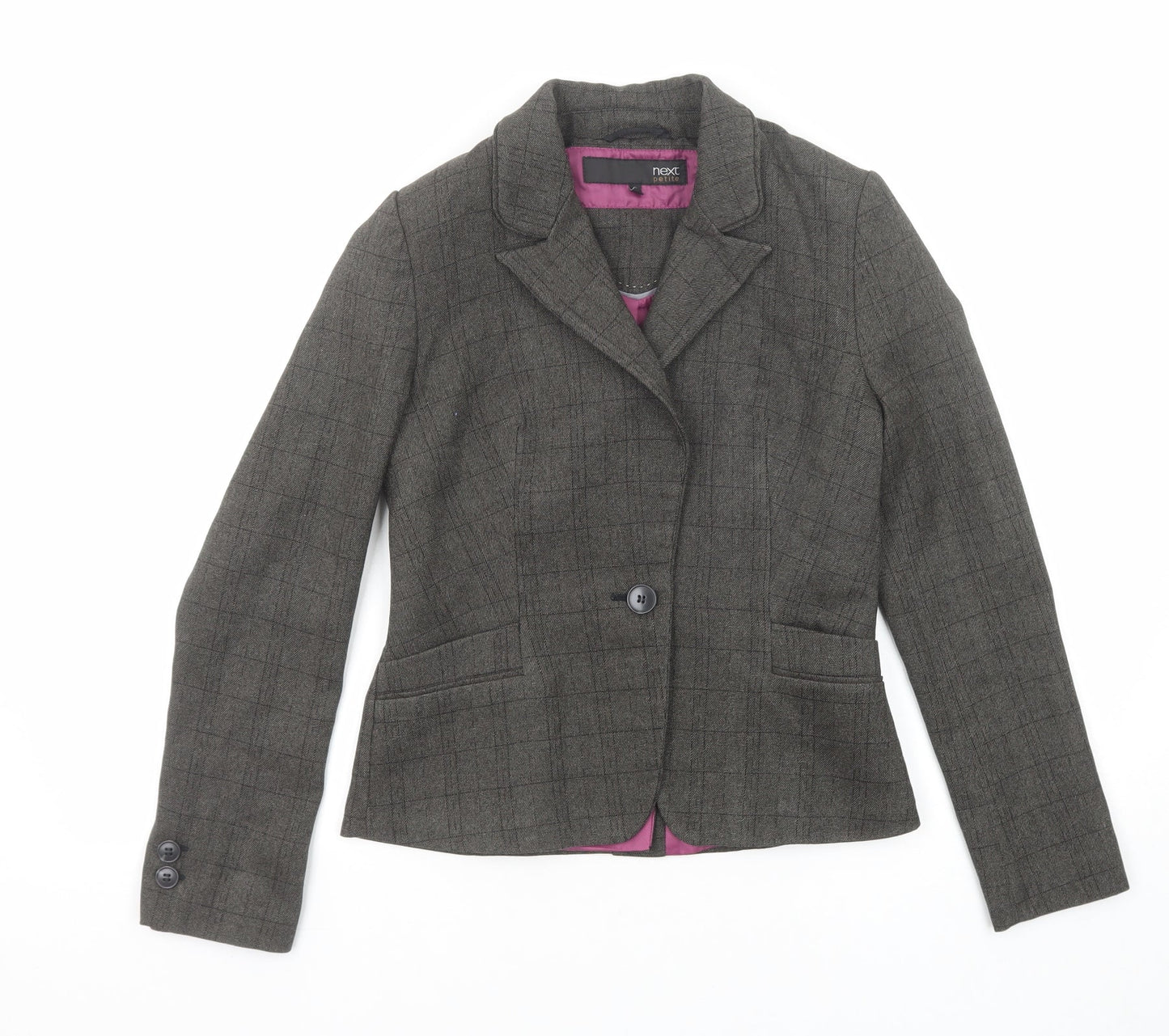 NEXT Womens Grey Check Polyester Jacket Blazer Size 6